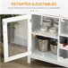 Aparador de Cozinha MDF, Madeira de Melamina e Vidro HOMCOM 120 Branco