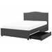 Beliani Cama com estrado Poliéster MONTPELLIER 187x213 Cinza Escuro
