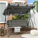 Baloiço de Jardim 3 Lugares Aço, Vime PE e Poliéster Outsunny Cinza