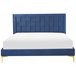 Beliani Cama com estrado Veludo LIMOUX 147x213 Azul Marino