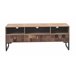 Mueble Tv Chapado Frontis De Madera Reciclada Base De Metal Natural