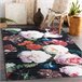 ANDRE 1629 Tapete flores vintage antiderrapante 80x150 Preto