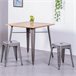 Banqueta baixa industrial em aço metálico  - Bistro AlumÍnio