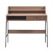 Mesa escrivaninha de madeira de freixo com gaveta e base de metal Natural
