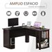 Secretária de Canto MDF HOMCOM, escritório - secretárias 136x130 Preto