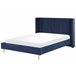 Beliani Cama com estrado Veludo VILLETTE Azul Marino