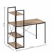 Mesa de escritório com prateleira 3 prateleiras Aço Estilo Industrial Preto/ Madeira
