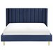 Beliani Cama com estrado Veludo VILLETTE 205x222 Azul Marino