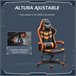 Cadeira Gaming Esponja, ABS, PVC Vinsetto Laranja