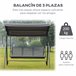 Baloiço de Jardim de 3 Lugares Metal, Poliéster e Têxtilene Cinza