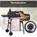 Barbecue a Carvão Aço laminado a frio e madeira Outsunny Preto