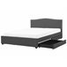 Beliani Cama com armazenamento Poliéster MONTPELLIER 187x213 Cinza Escuro