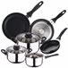 5 peças saborear bateria de cozinha com frigideiras Cromada