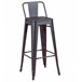 Banqueta industrial de metal com encosto baixo  - Bistro Preto