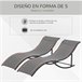 2 espreguiçadeiras dobráveis Aluminum, Texteline Outsunny Cinza