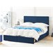 Beliani Cama baú Veludo VERNOYES 188x214 Azul Marino