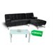 Sofá-cama chaise longue com mesa de centro Preto