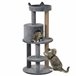 Arranhador para Gatos Aglomerado de Madeira, Pelúcia e Sisal Cinza