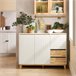 Aparador de cozinha com 3 portas e 2 gavetas FSB75-WN SoBuy Branco