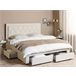 Beliani Cama com armazenamento Veludo LIEVIN 185x217 Creme
