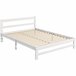 Estrutura de Cama de Casal Madeira de pinho HOMCOM, casa - quarto Branco
