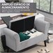 Banco Pé de Cama Poliéster, Espuma e Madeira de Borracha HOMCOM Cinza