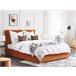 Beliani Cama com armazenamento Veludo ROUEN 168x214 Laranja