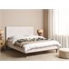 Beliani Cama com estrado Veludo BAYONNE 171x212 Branco/ Bege