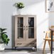 Vitrina Søndersø com 2 portas, prateleira de vidro e aglomerado 70 Madeira