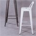 Banqueta industrial de metal com encosto baixo  - Bistro Branco