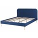 Beliani Cama com estrado Veludo FLAYAT 193x215 Azul Marino
