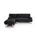Sofá-cama com chaise longue e mesa de apoio Preto