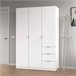 Roupeiro WINDSOR portas batentes e 3 gavetas 135x200cm branco Branco