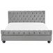 Beliani Cama com estrado Veludo AVALLON 233x192 Cinza Claro