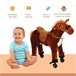 Cavalo de Baloiço Pelúcia, tubo de aço, algodão PP HOMCOM Castanho