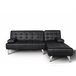 Sofá-cama com chaise longue e mesa de apoio Preto