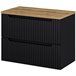 Móvel de casa de banho para lavatório Newport com 2 gavetas MDF 80 Preto/ Madeira
