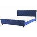 Beliani Cama com estrado Veludo AVALLON 192x233 Azul Marino