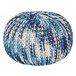 Pufe redondo em tricot branco e azul 50 x 35 cm CONRAD Branco/ Bege
