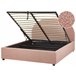 Beliani Cama com armazenamento Bouclé VAUCLUSE 154x214 Rosa Talco
