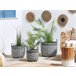Beliani Conjunto de 3 vasos para plantas GEFIRA Branco/ Bege