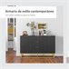 Aparador MDF e Metal HOMCOM, casa - móveis de armazenamento Preto