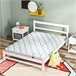 Estrutura de Cama de Casal Madeira de pinho HOMCOM, casa - quarto Branco