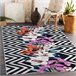 ANDRE 2300 Tapete flores zigzag antiderrapante 120x170 Preto