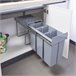 Caixote do lixo extraível Froland capacidade 3 x 10 L plástico Cinza