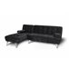 Sofá-cama com chaise longue e mesa de apoio Preto