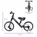 Bicicleta de Equilibrio PP, Metal HOMCOM Preto