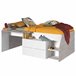 Cama infantil Valky com escrivaninha e 2 gavetas 203x135 Branco/cinza