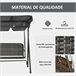 Baloiço de Jardim 3 Lugares Aço, Vime PE e Poliéster Outsunny Cinza
