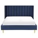 Beliani Cama com estrado Veludo VILLETTE Azul Marino